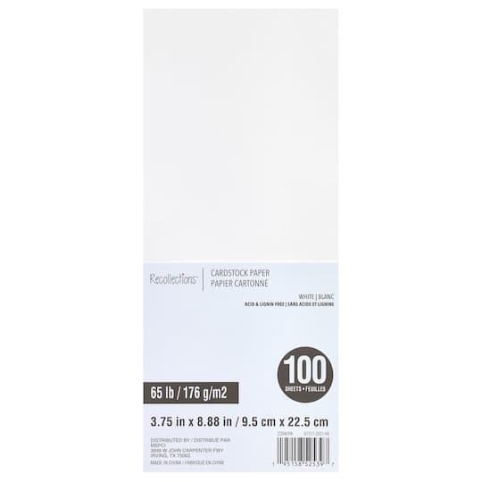 12 Packs: 100 ct. (1,200 total) White 3.75&#x22; x 8.875&#x22; Cardstock Paper by Recollections&#x2122;